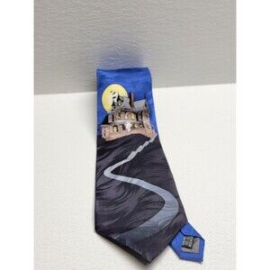Haunted House Neck Tie Happy Halloween Keith Daniels 100% Silk Novelty 59"L 4"W